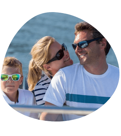 happy family during a boat trip