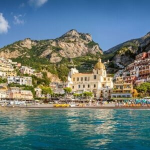 Positano, on the Amalfi Coast, from the sea