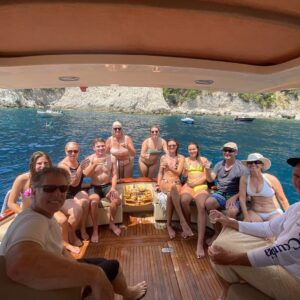 group of eleven friends on a private boat, Ischia